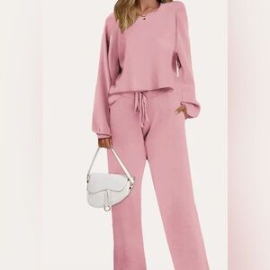 NWT Ekouaer knit rose color Lounge Set R5